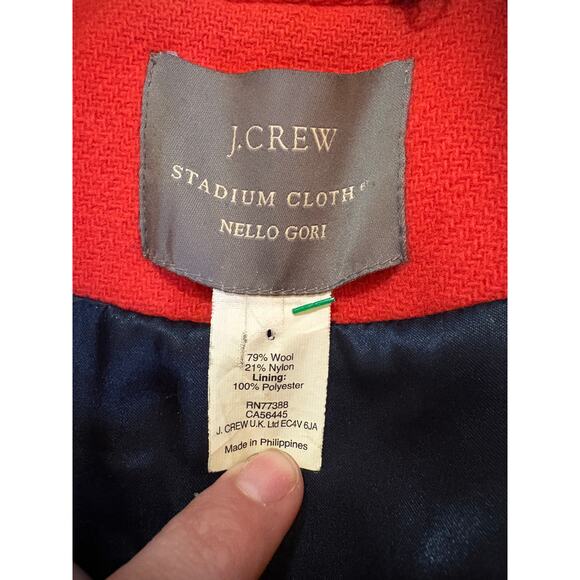 $298 J. Crew Red Stadium Cloth by Nello Gori Majesty Peacoat Coat Size 6 - Picture 5 of 6